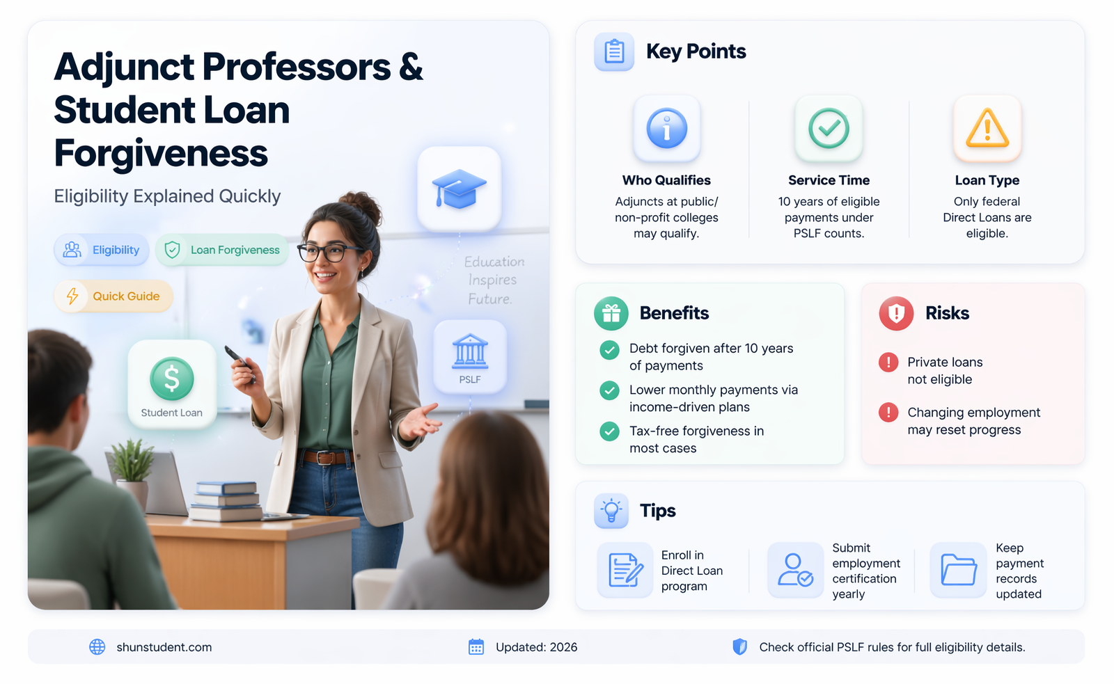 are adjucts eligible for student loan forgivness