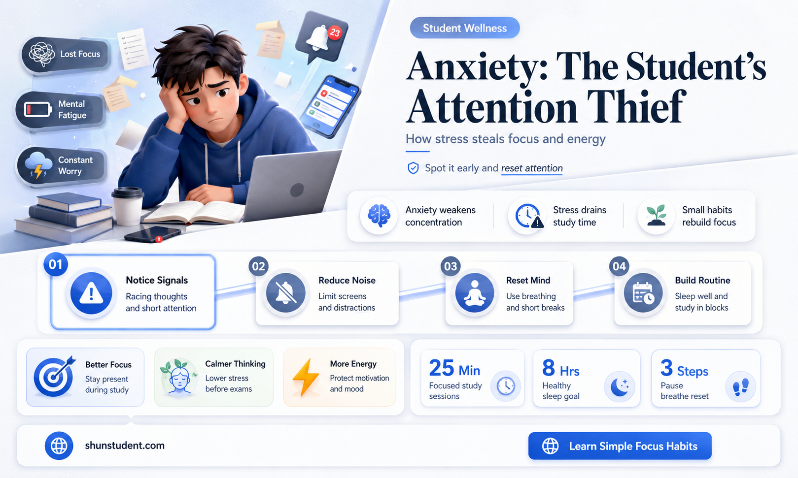 can anxiety cause a student to not pay attention