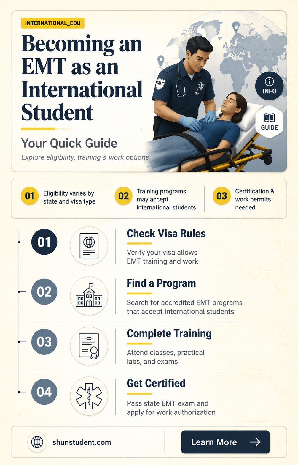 can an international student be an emt