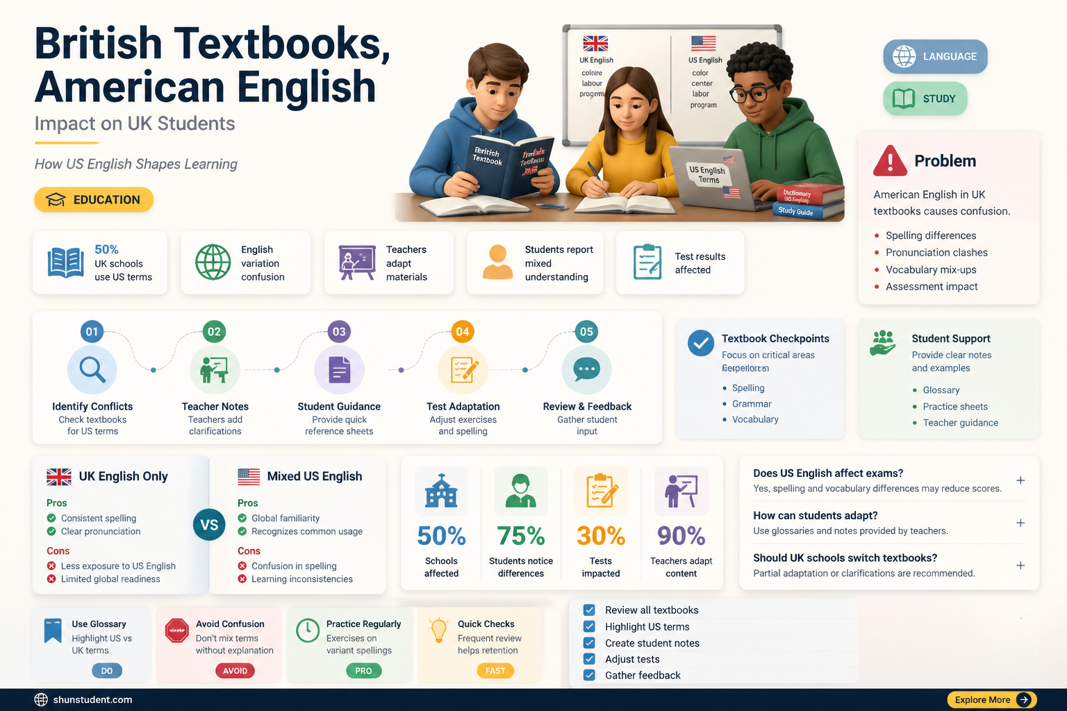 are british students books teach american english