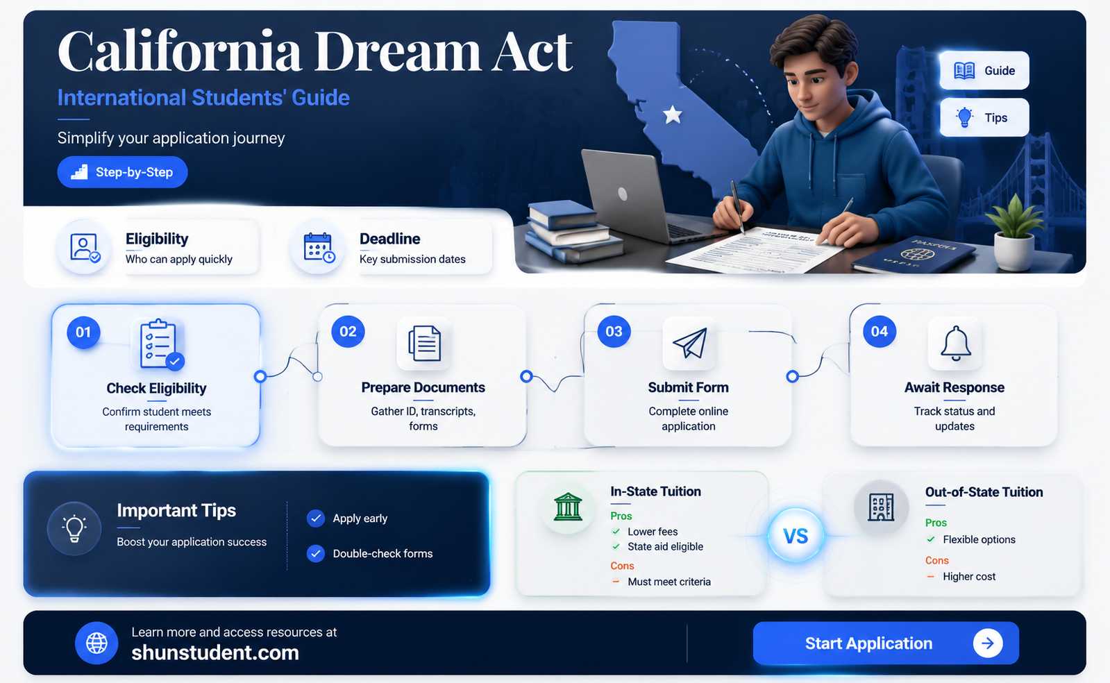 can an international student california dream act application