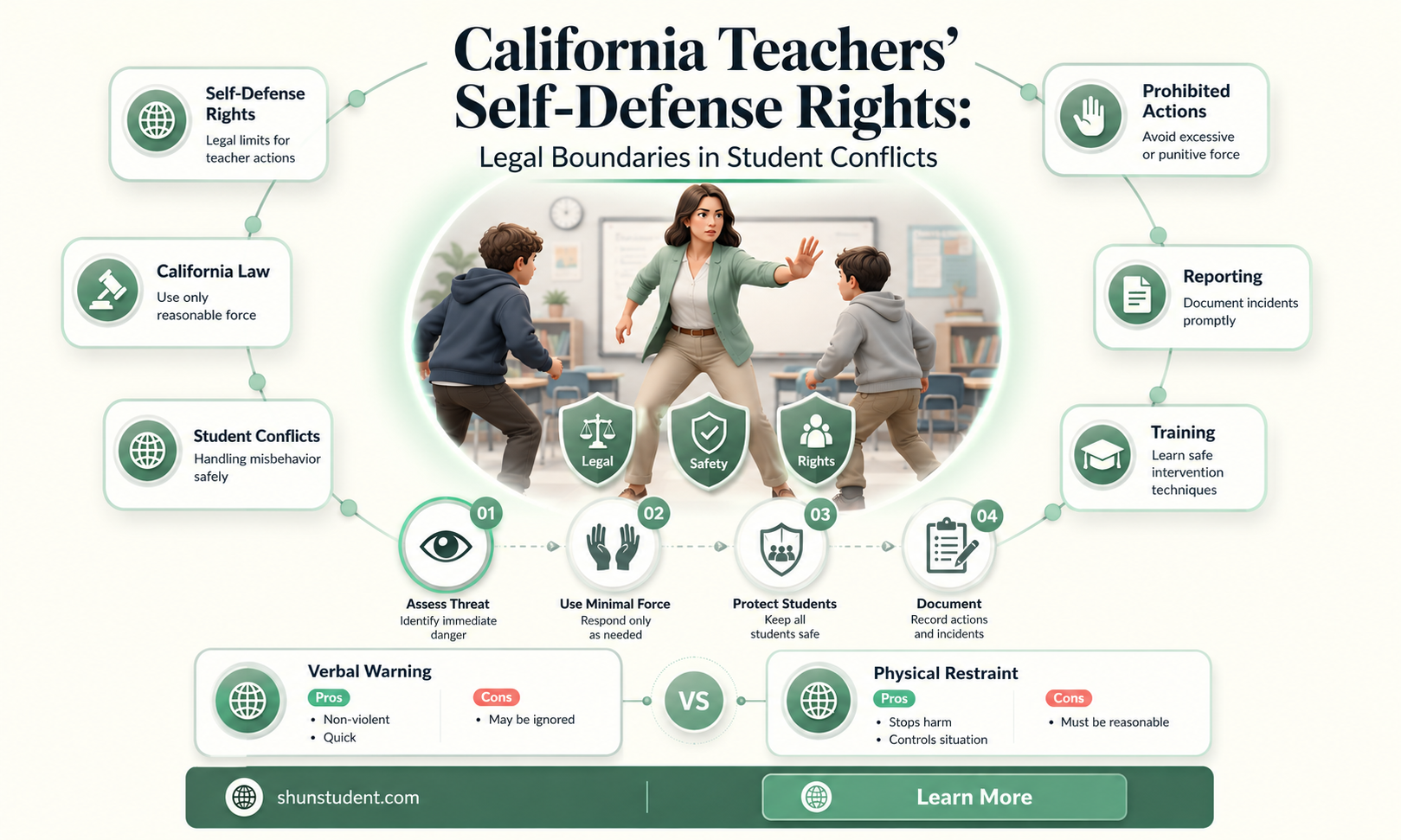 can a teacher defend themselves against a student california