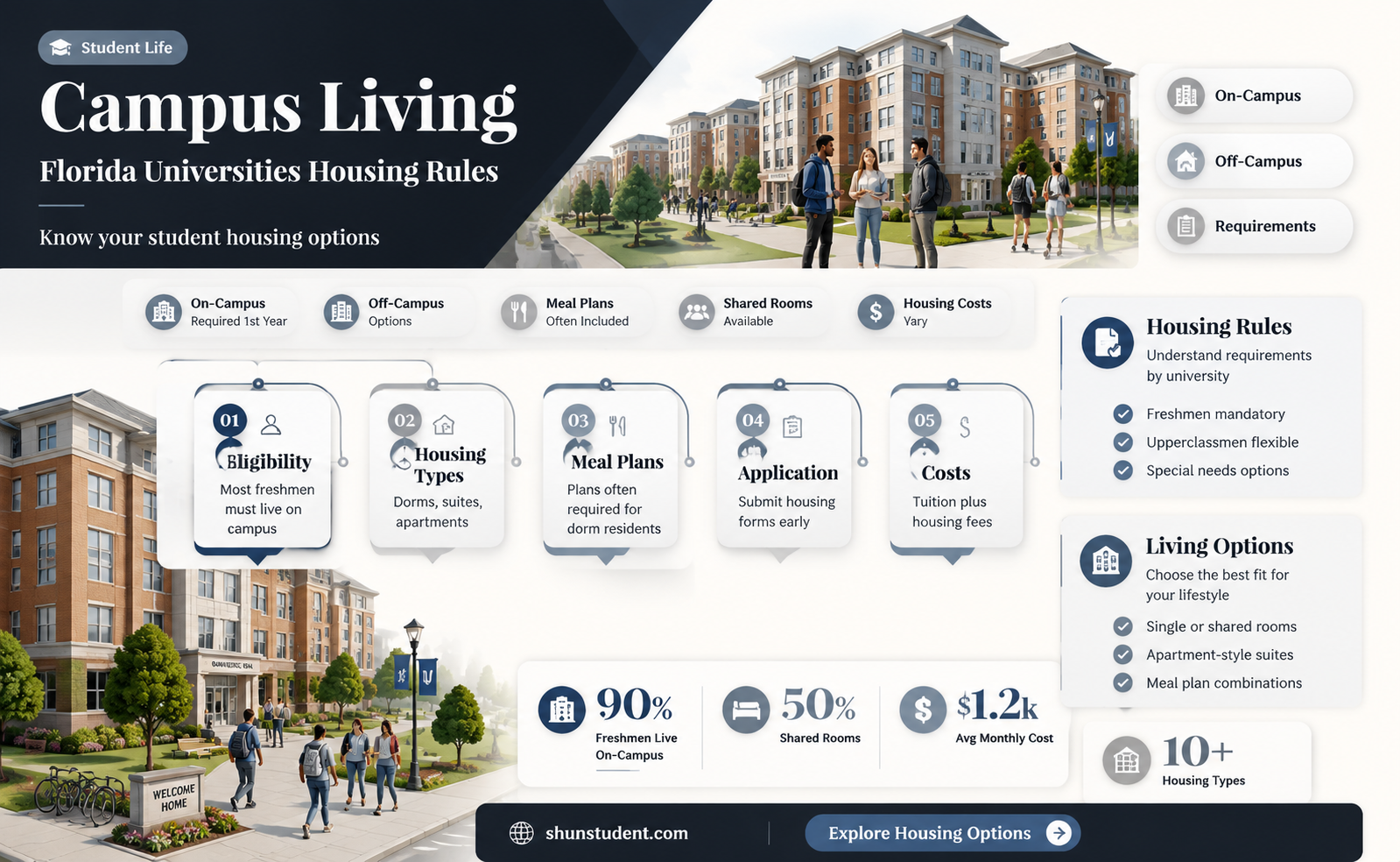 are students required to live on campus at florida universities