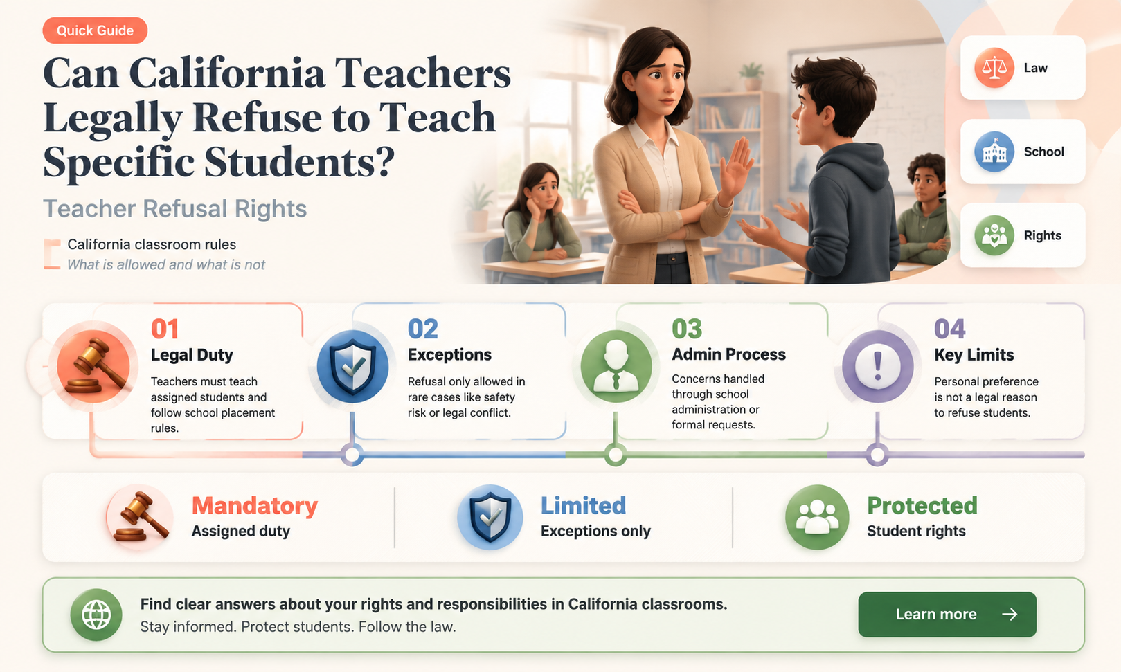 can a teacher refuse to teach a student in california
