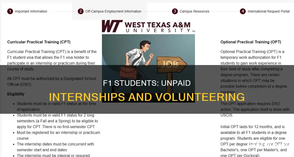 can f1 student work as unpaid intern