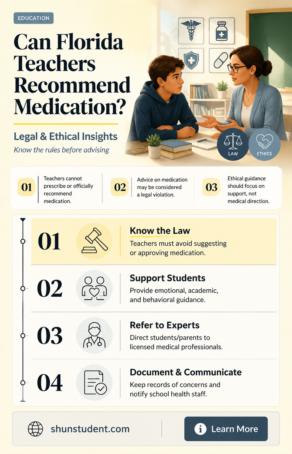 can a florida teacher recommend student for medication