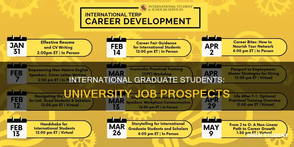 can graduate international student get job at university