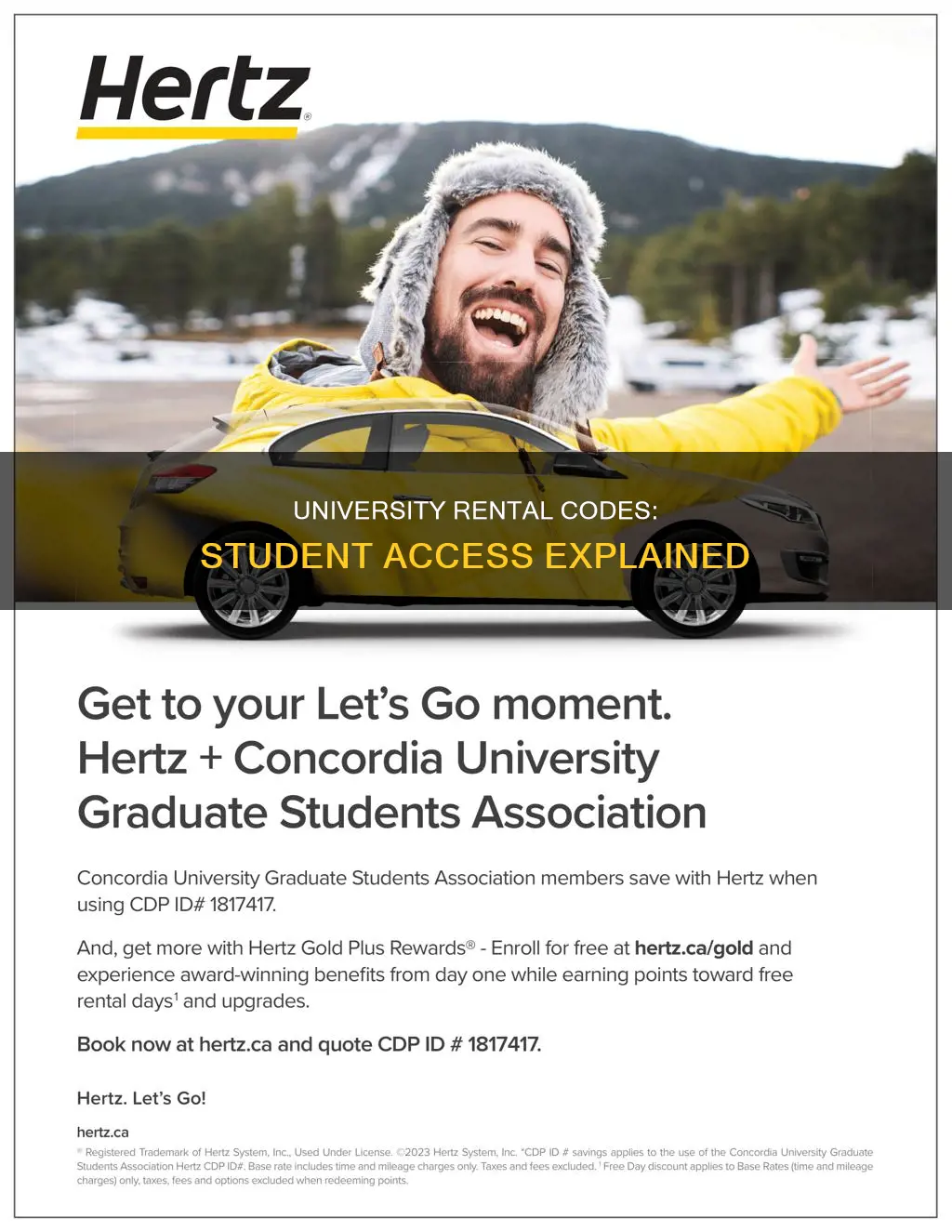 can graduate student use university code for rental car booking
