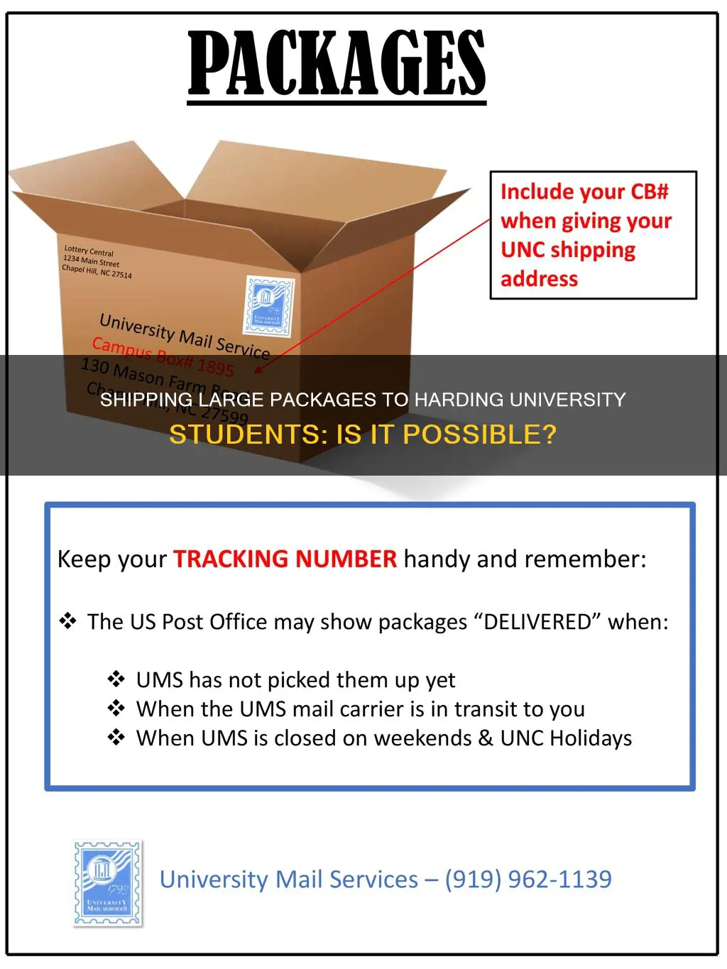 can i ship large packages to student at harding university