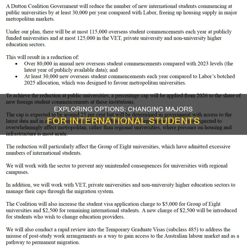 can international students change their major