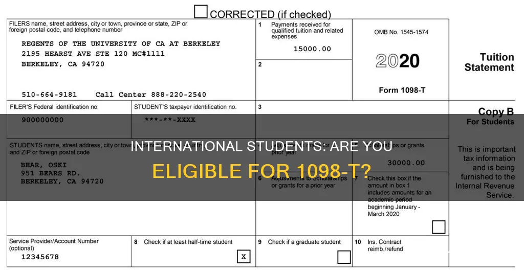 can international students eligible for 1098-t form from university