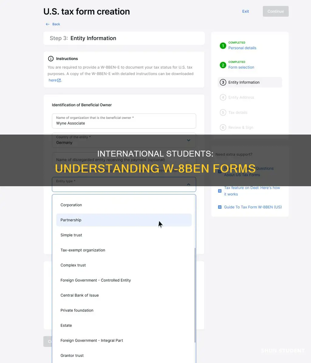 can international students use w8ben