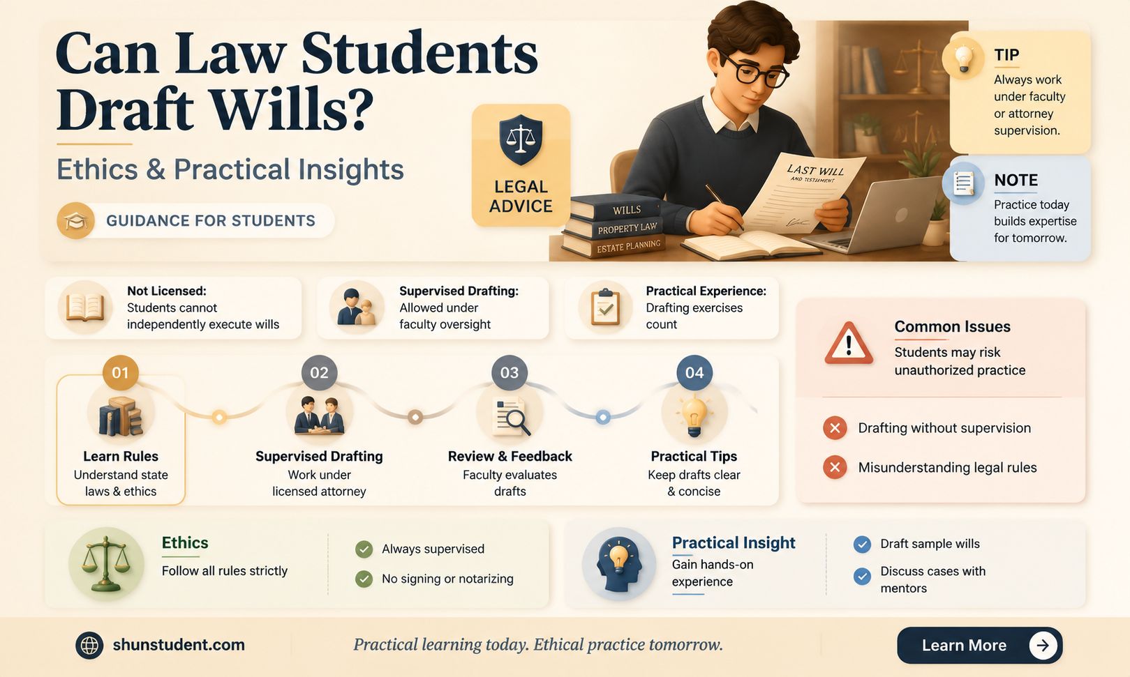 can a law student draft a will