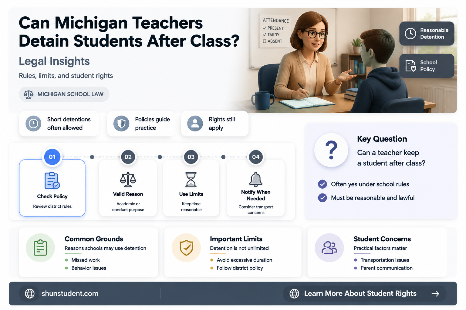 can a teacher hold a student after class in michigan