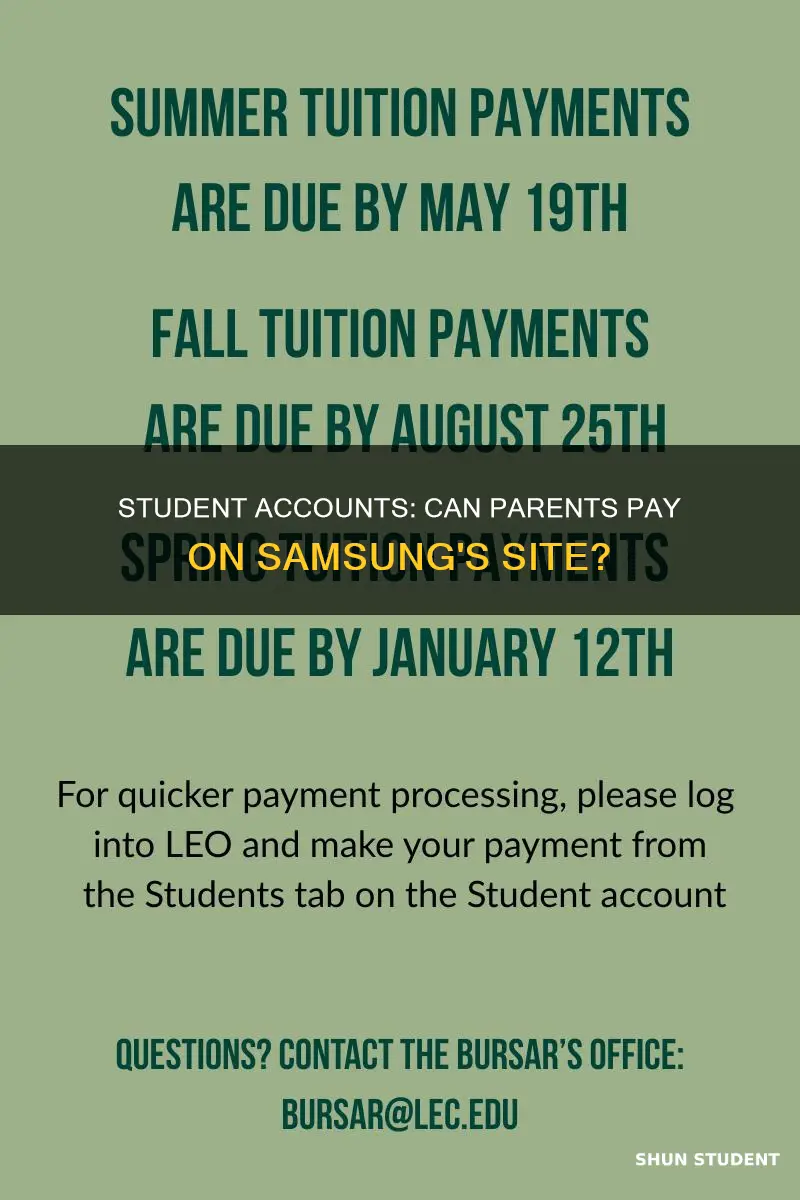 can parents pay on samsung site student account