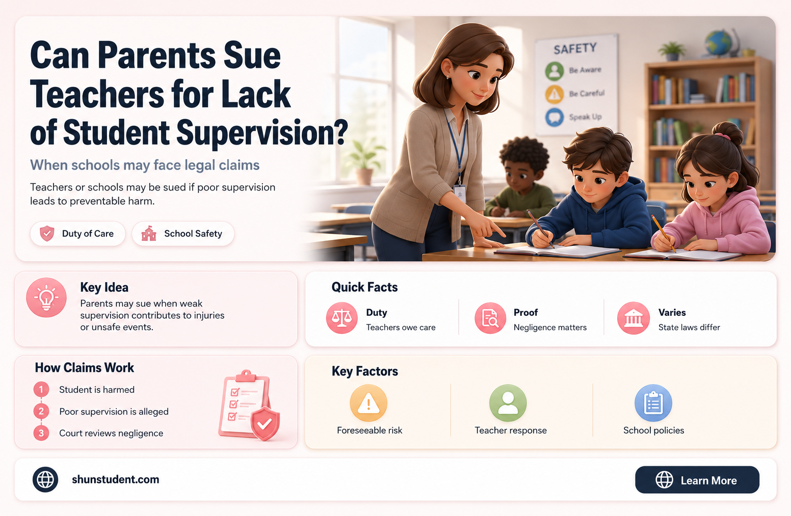 can a parent sue a teacher about supervision of students