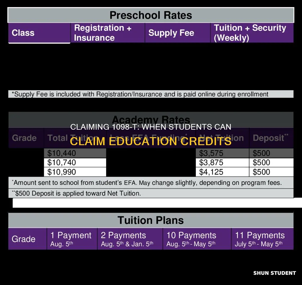 can student claim 1098 t if parent pay tuition