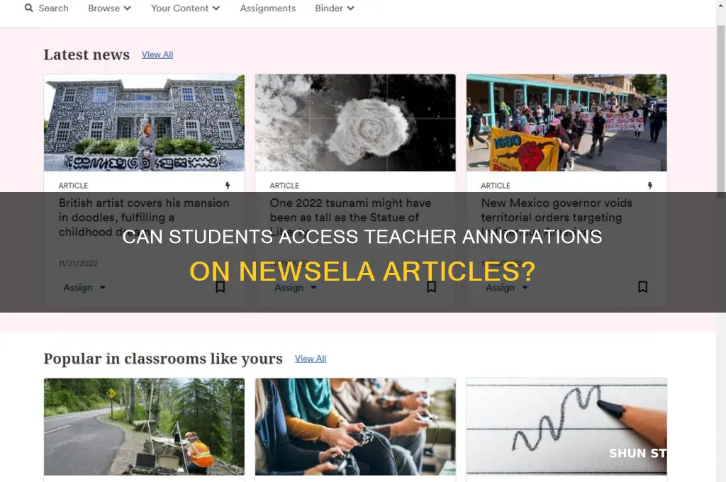 can students see teacher annotations on newsela