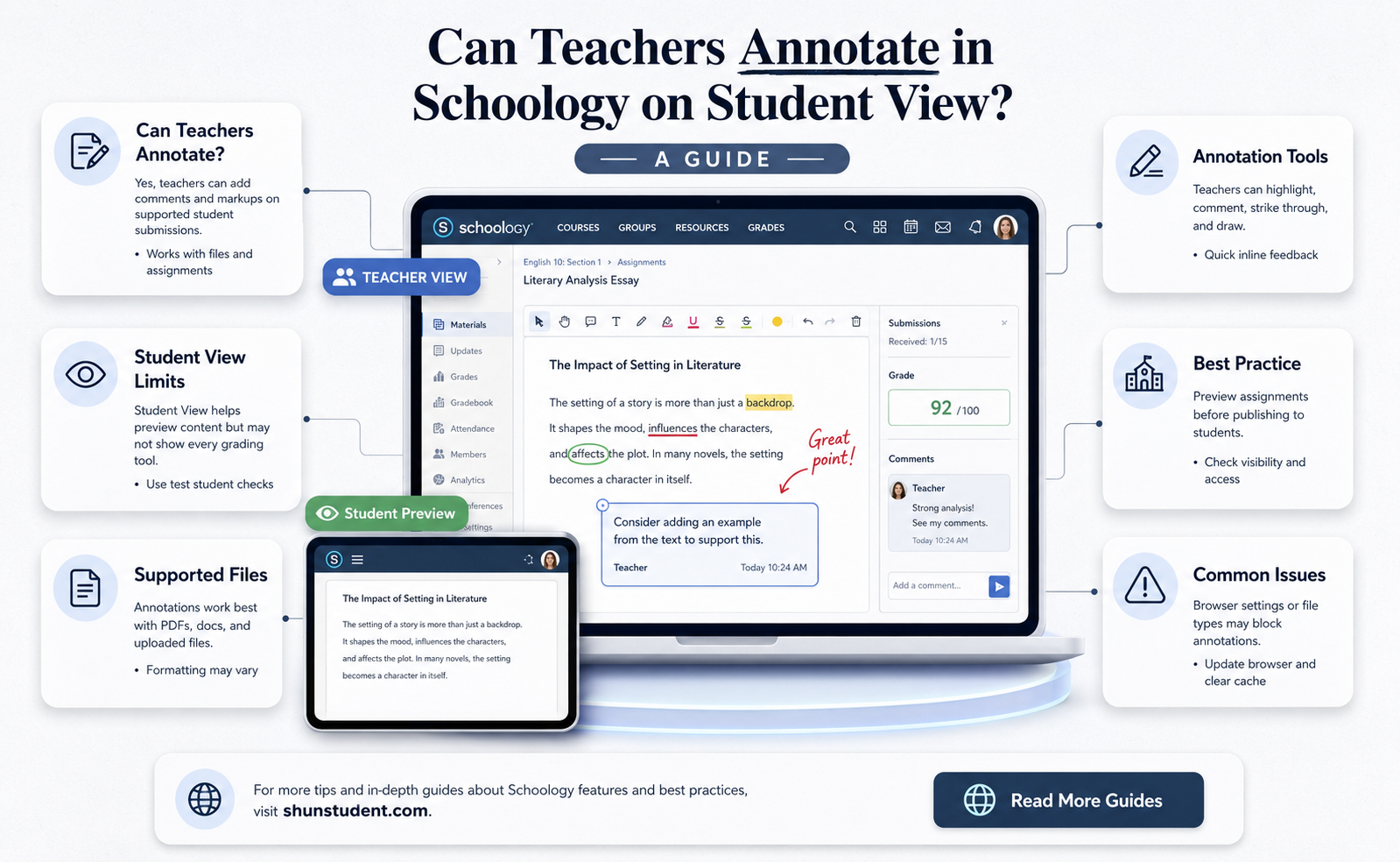 can a teacher annotate in schoology on student view