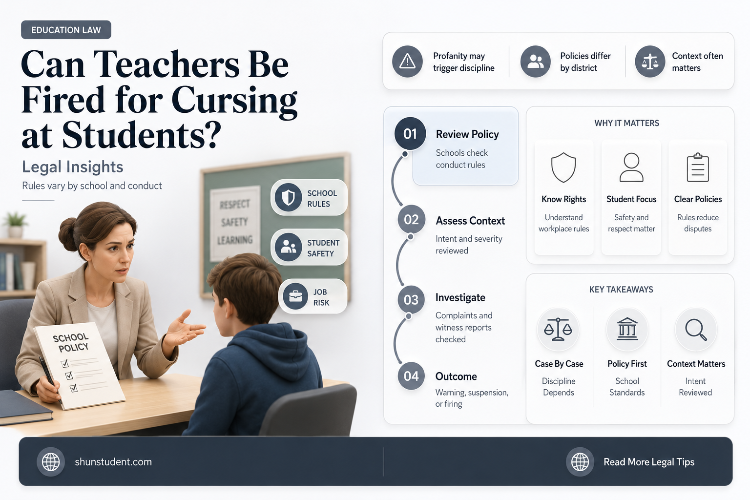 can a teacher be fired for cursing at a student