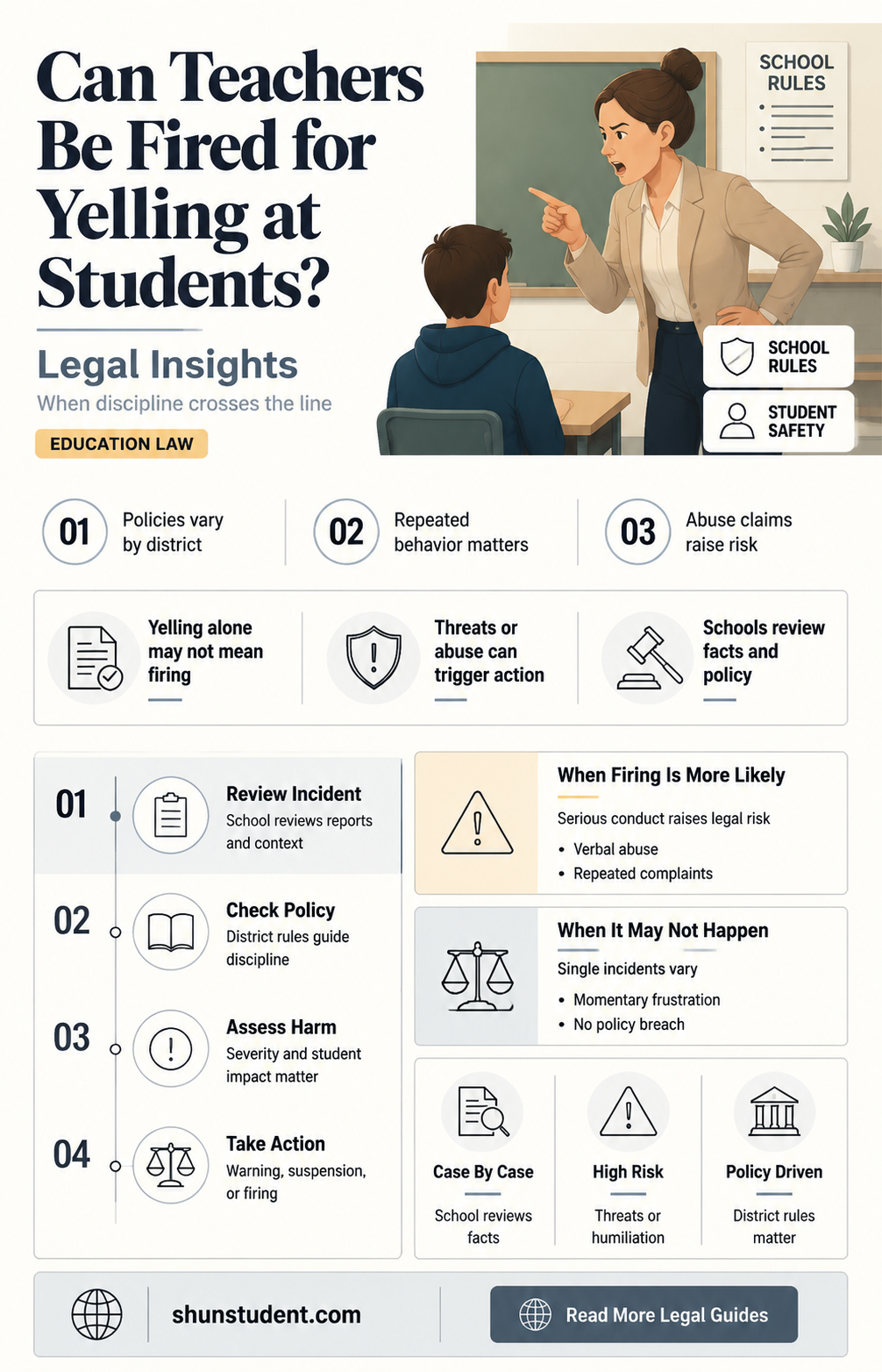 can a teacher be fired for yelling at a student