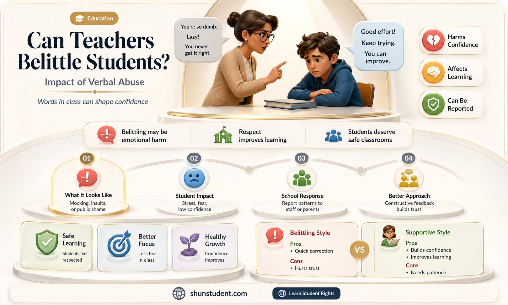can a teacher belittle a student