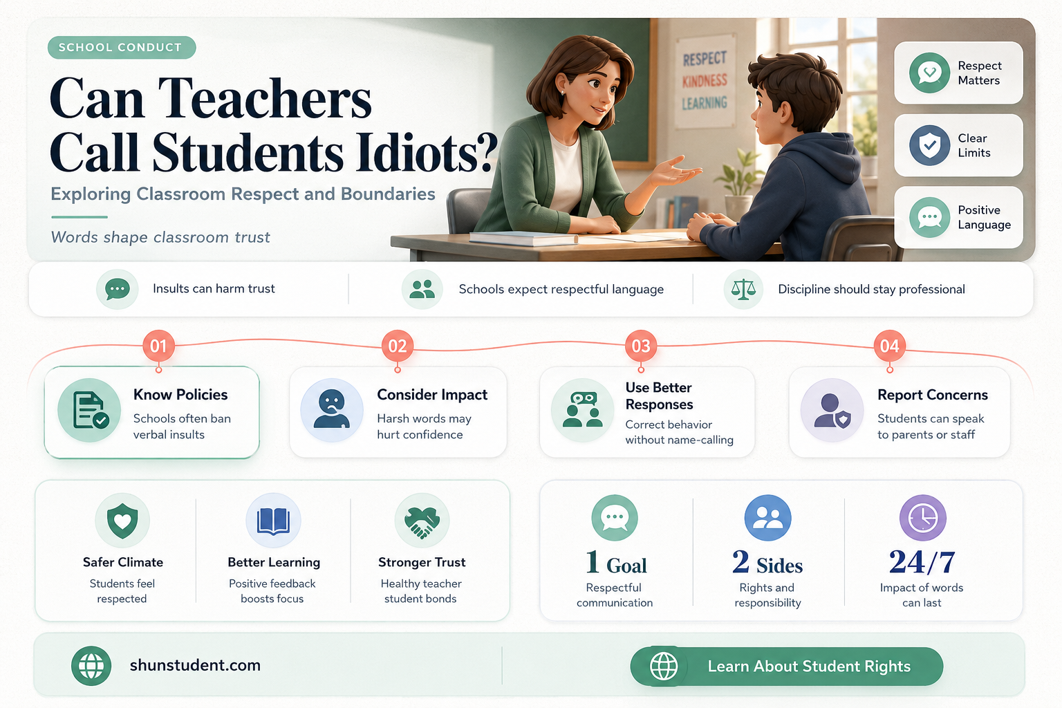 can a teacher call a student an idiot