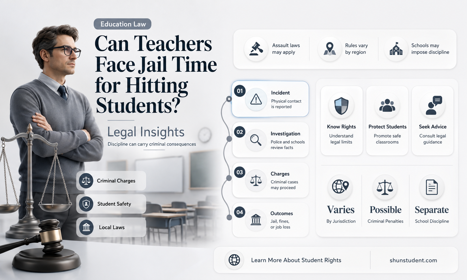 can a teacher go to jail for hitting a student