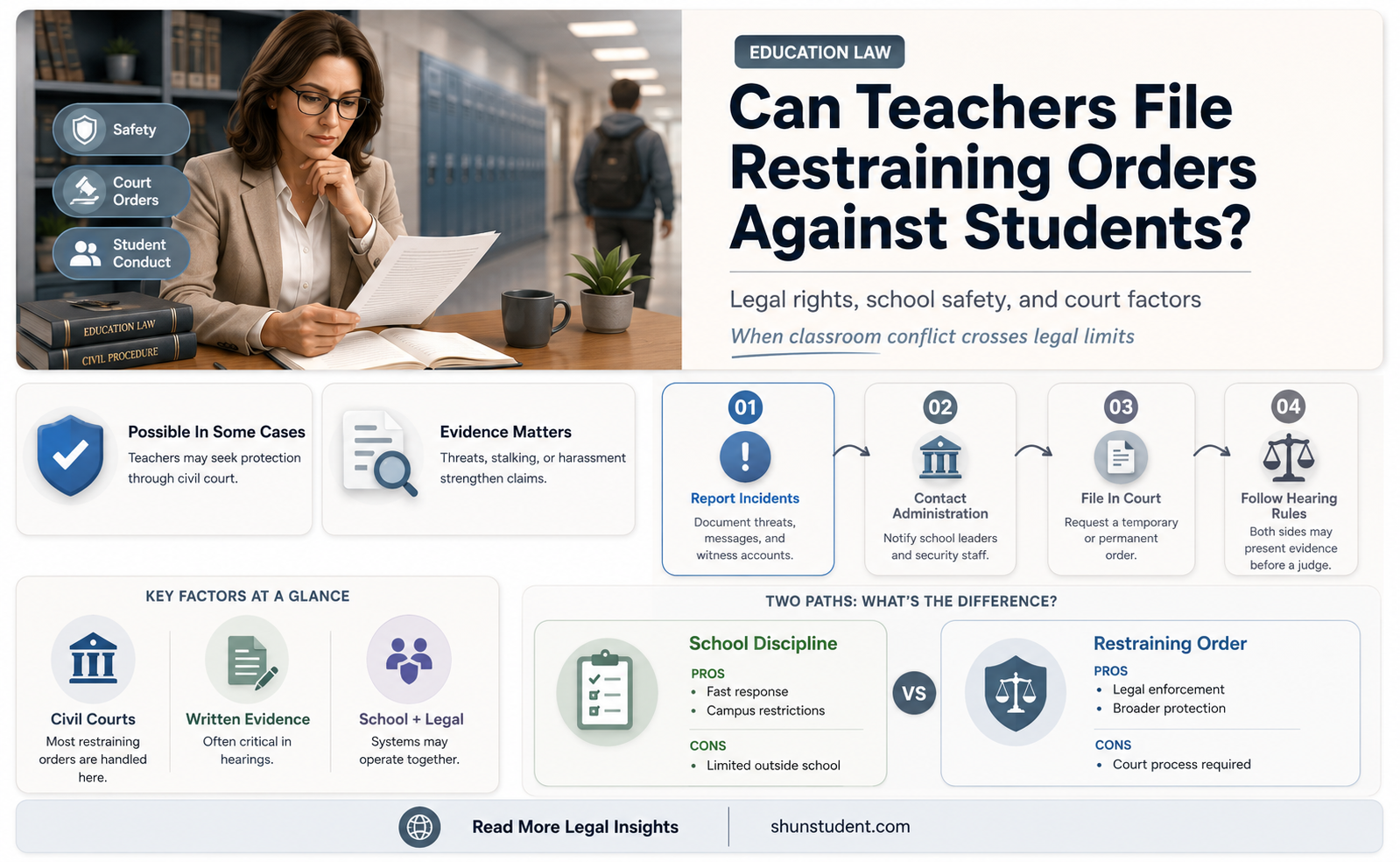 can a teacher file a restraining order against a student