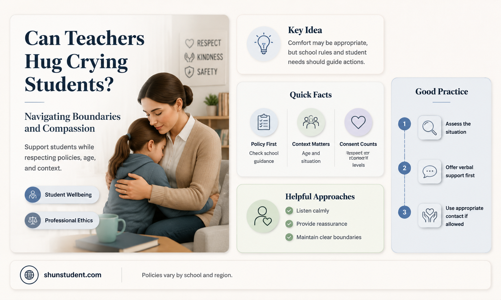 can a teacher hug a crying student