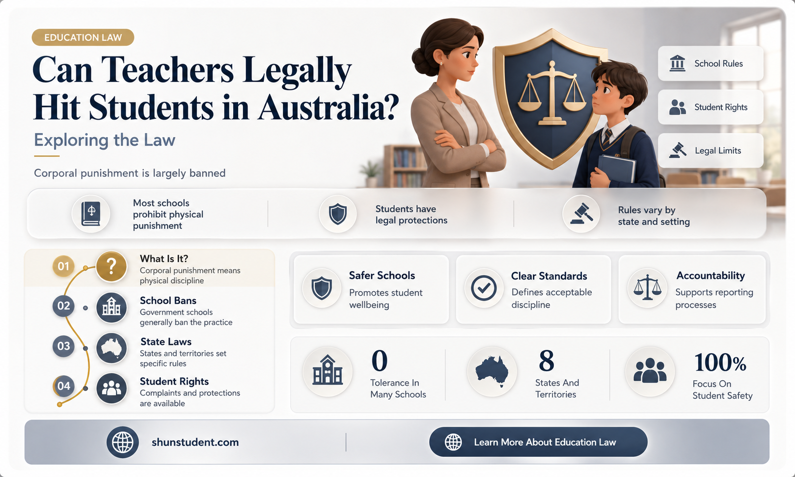 can a teacher hit a student in australia