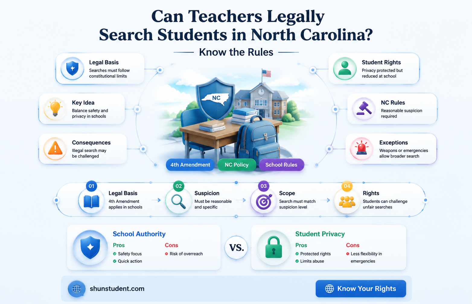 can a teacher search a student in nc