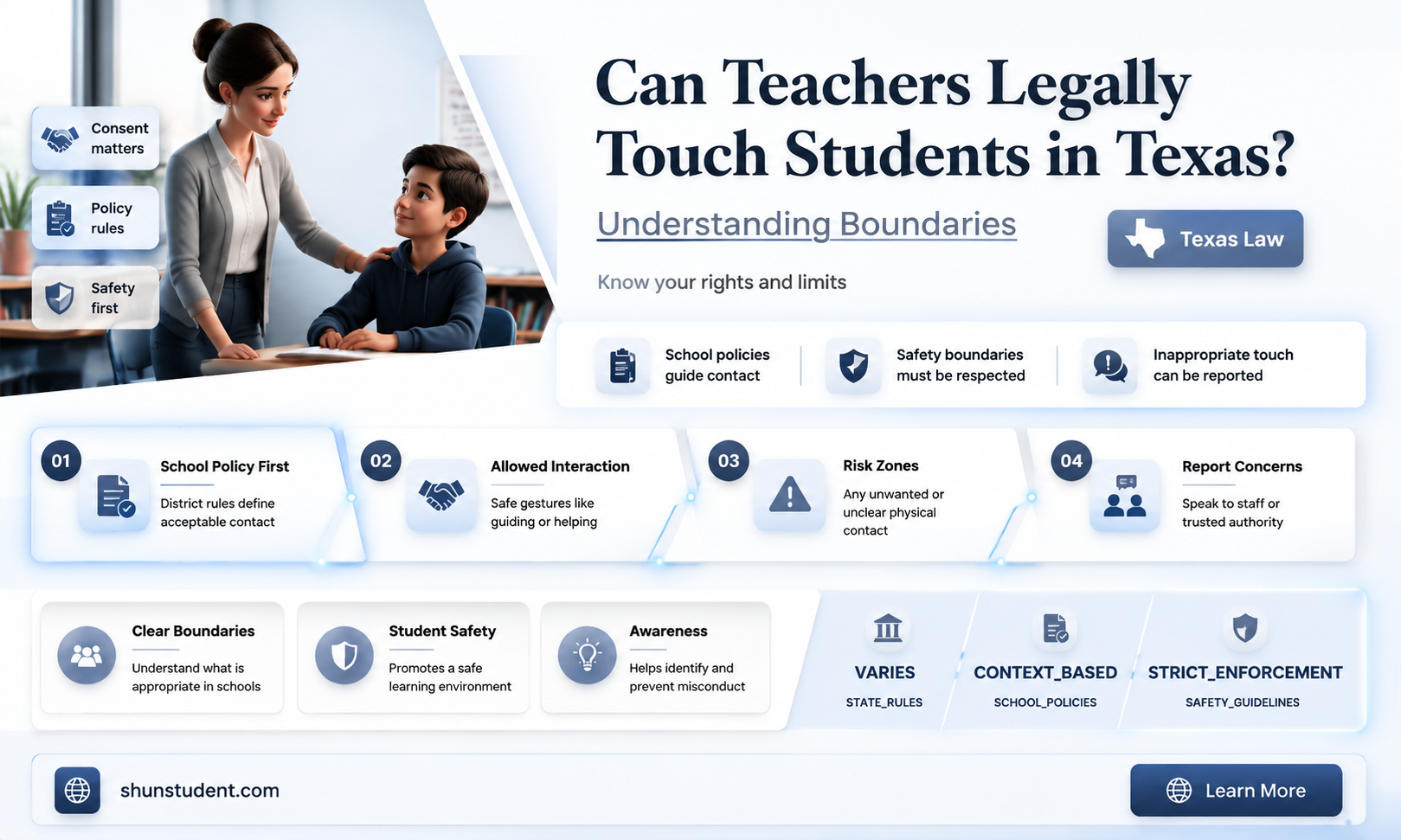 can a teacher touch a student in texas