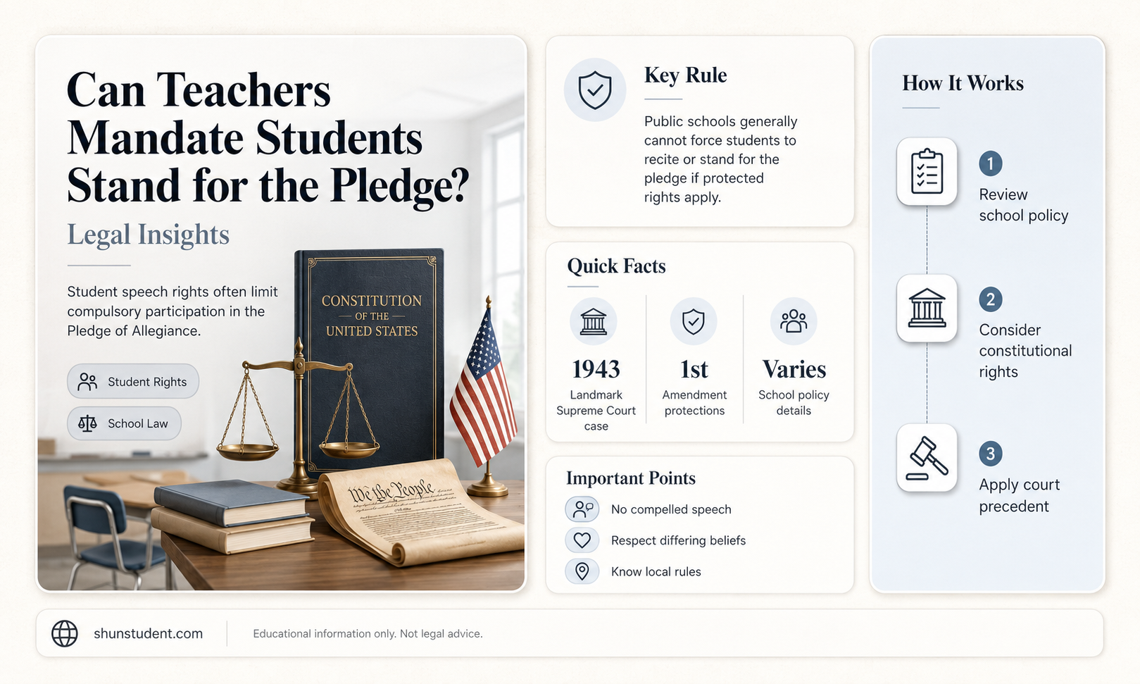can a teacher make a student stand for the pledge