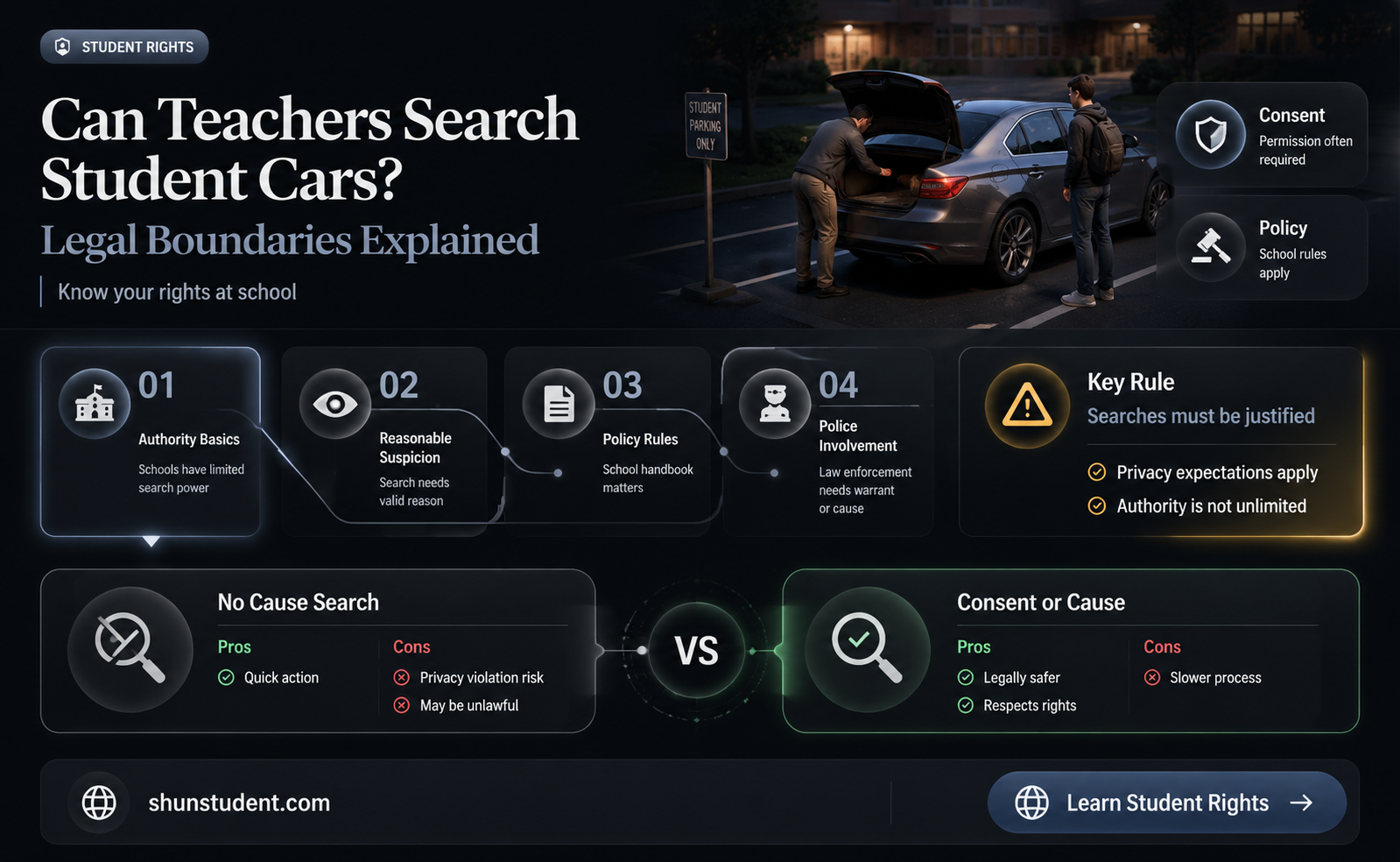 can a teacher search a students car