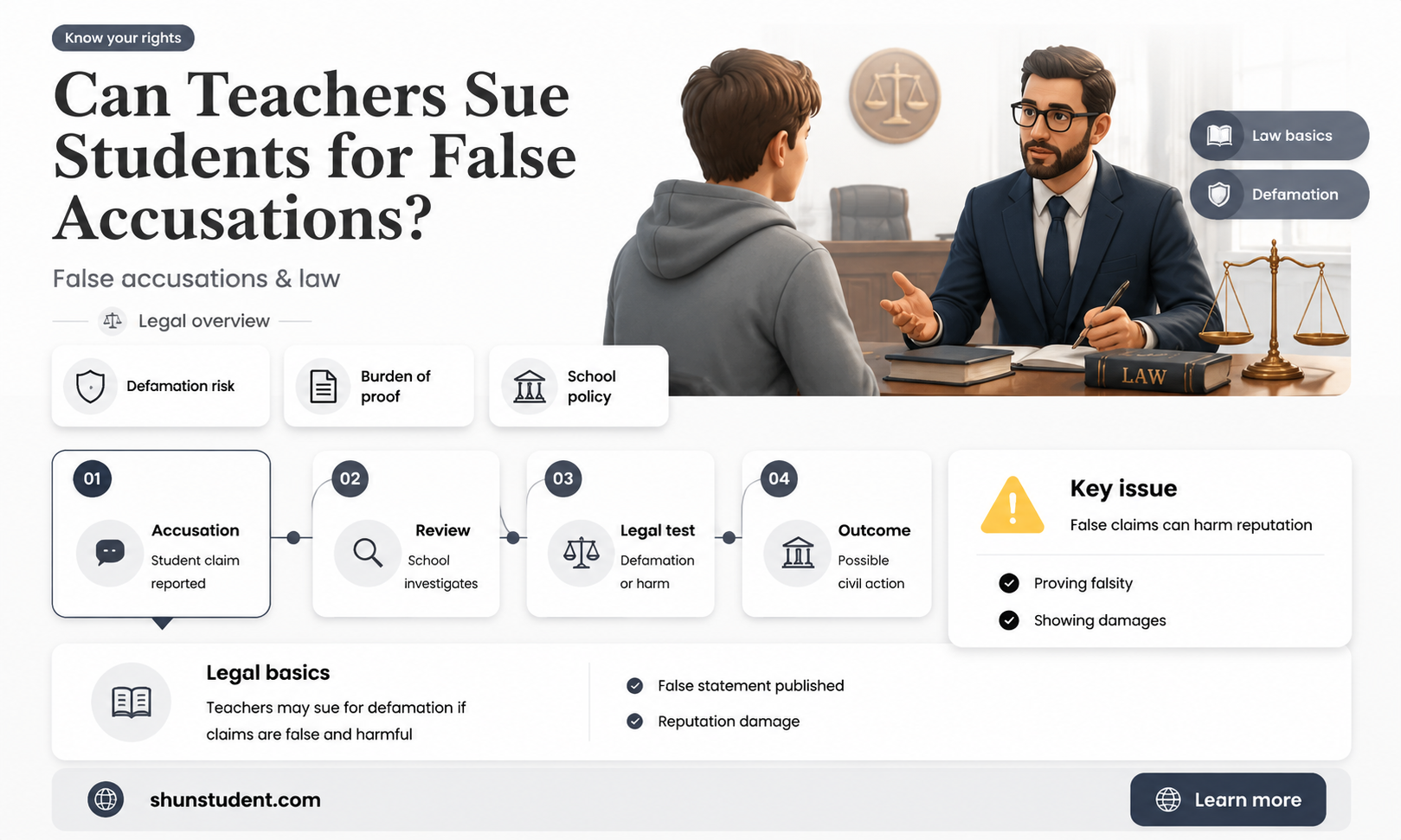 can a teacher sue a student for false accusations
