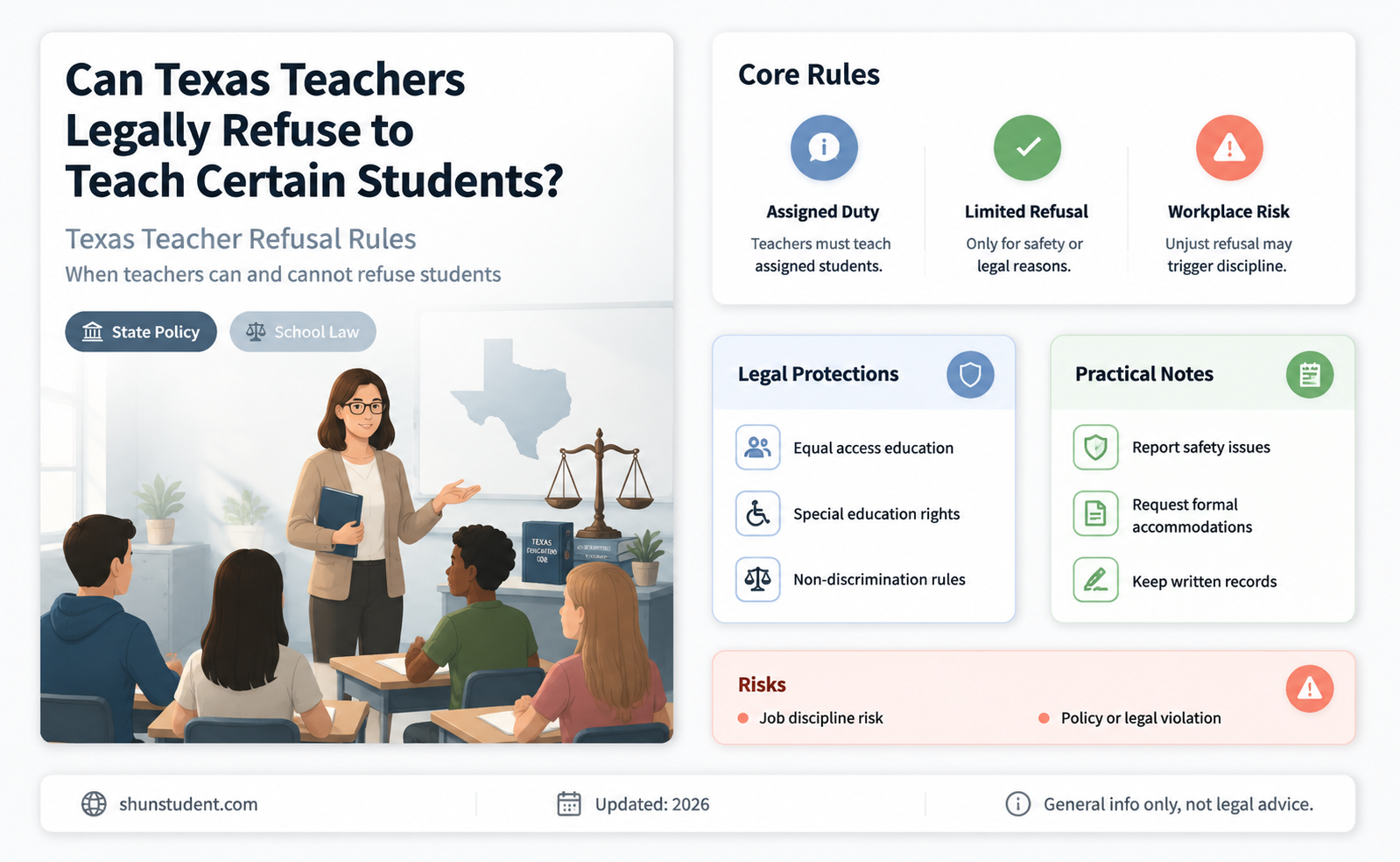 can a teacher refuse to teach a student in texas