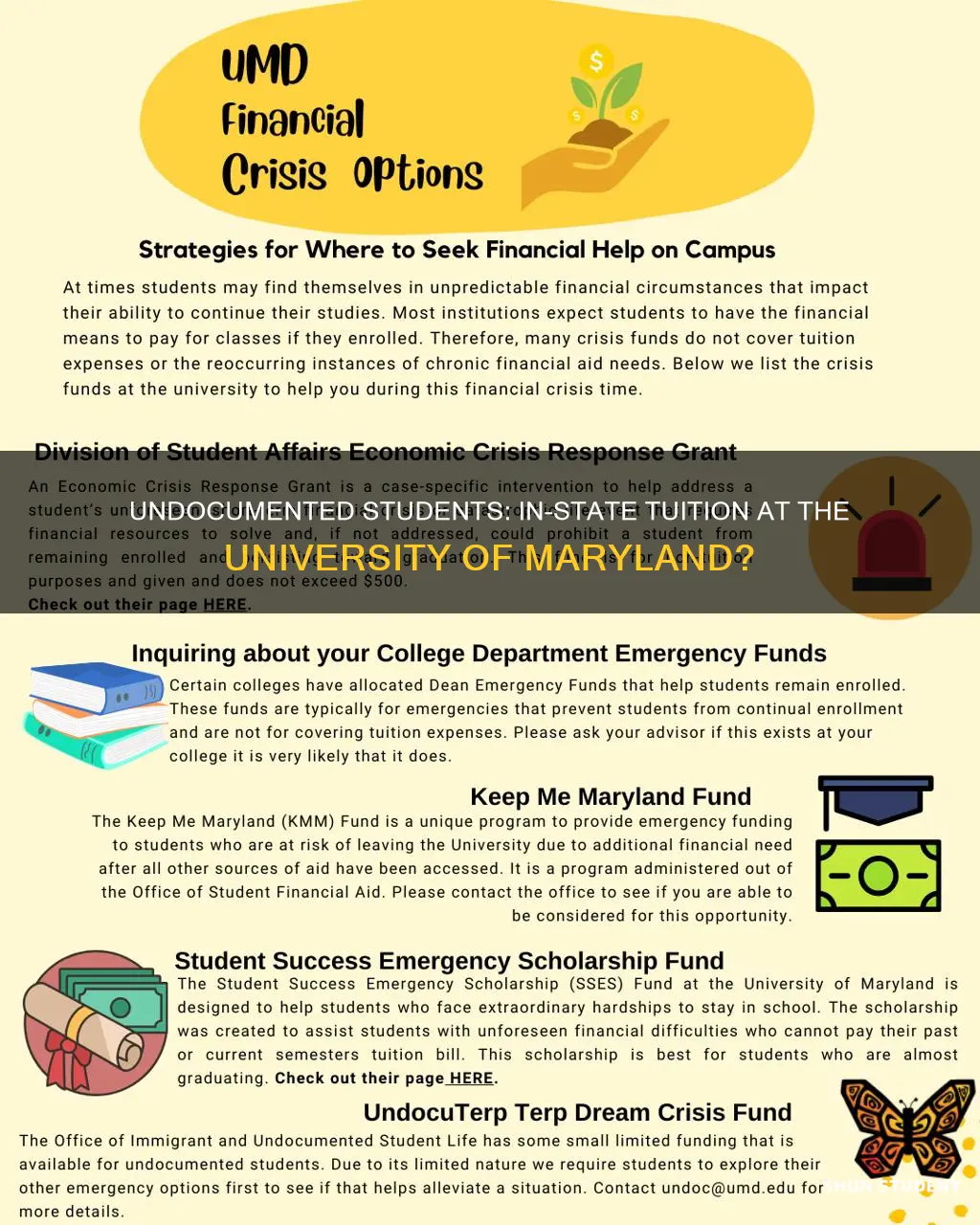 can undocumented students get instate for university of maryland