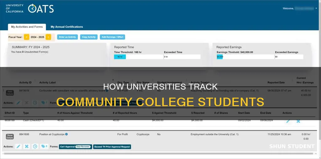 can universities track down community college students