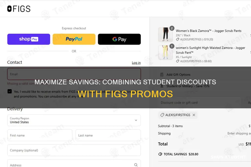 can you combine student discount with other promo on figs