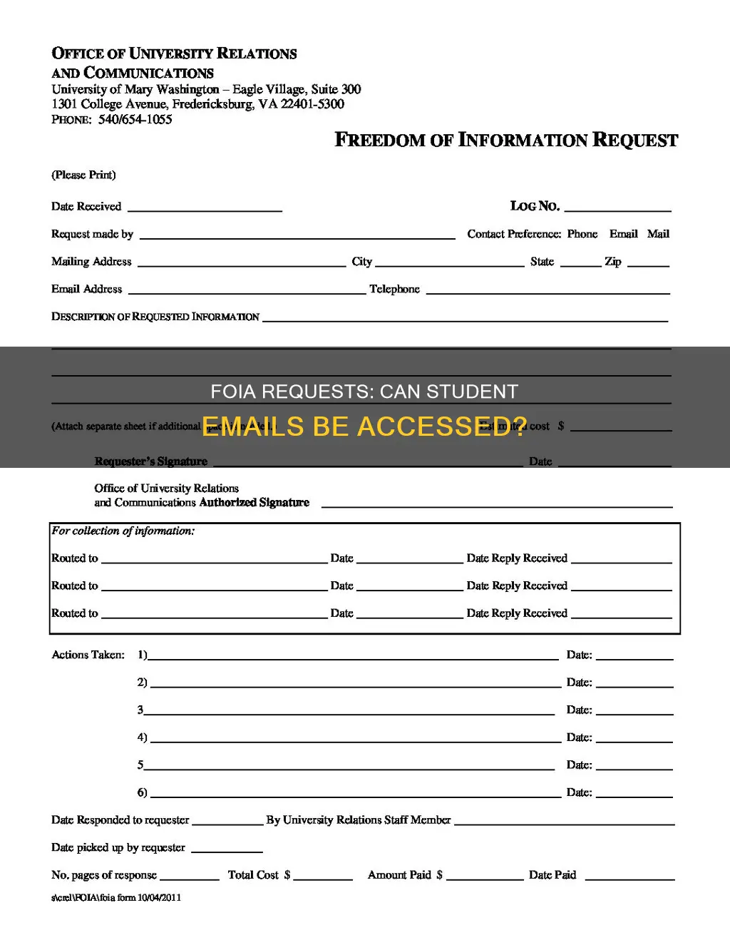 can you foia student emails at a public university