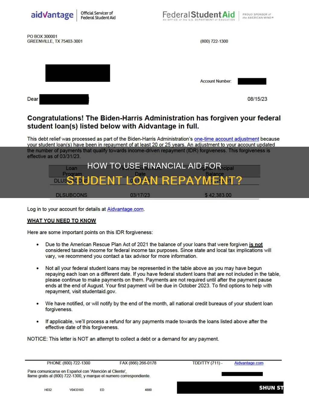 can you use financial aid to pay back student loans