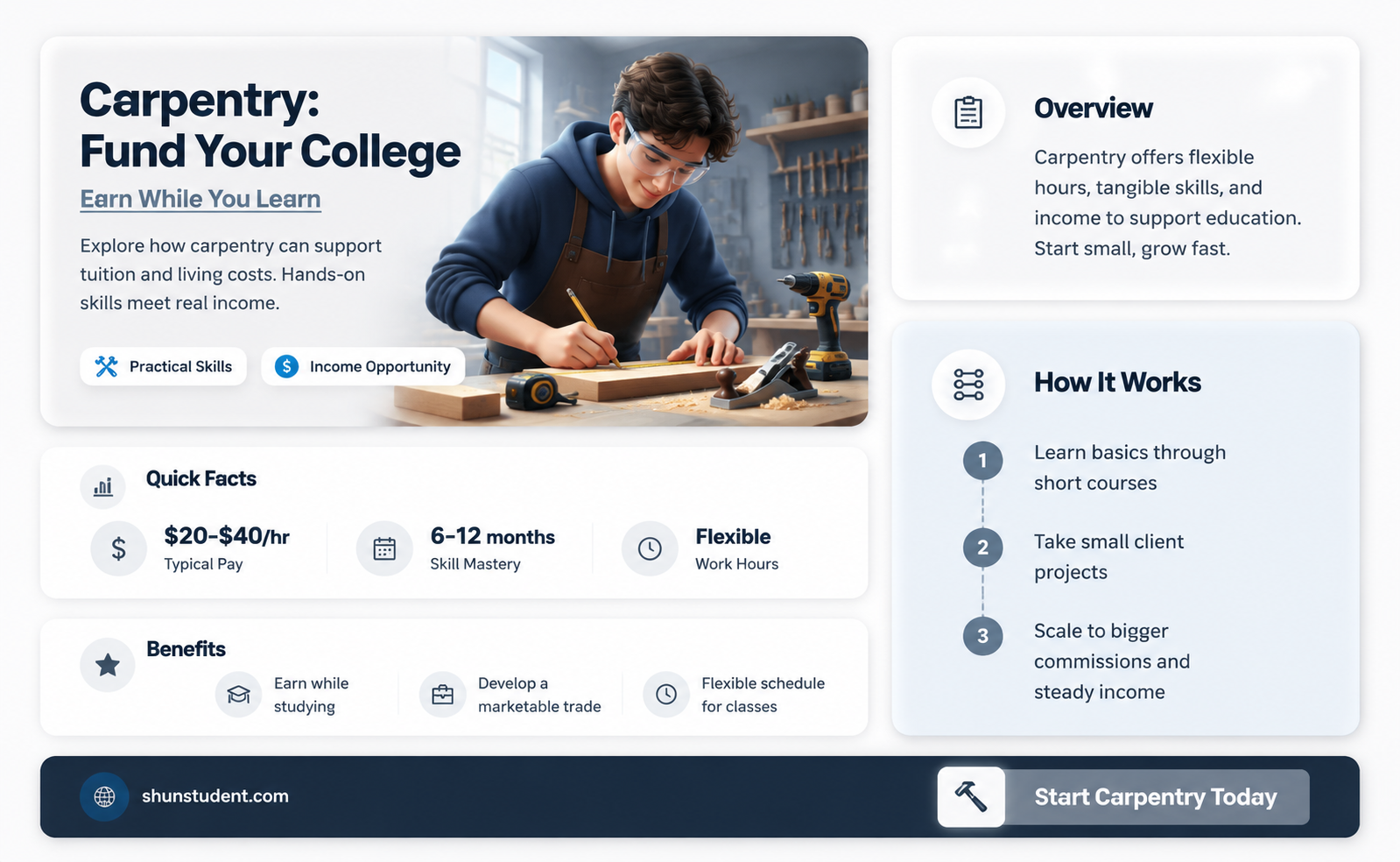 can a carpenter pay for a college student
