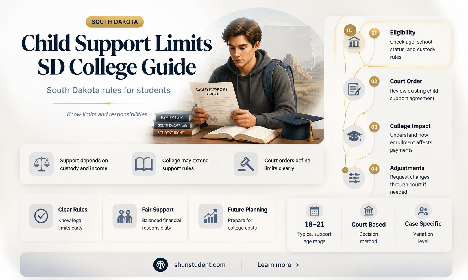 can college student in south dakota pay child support limit
