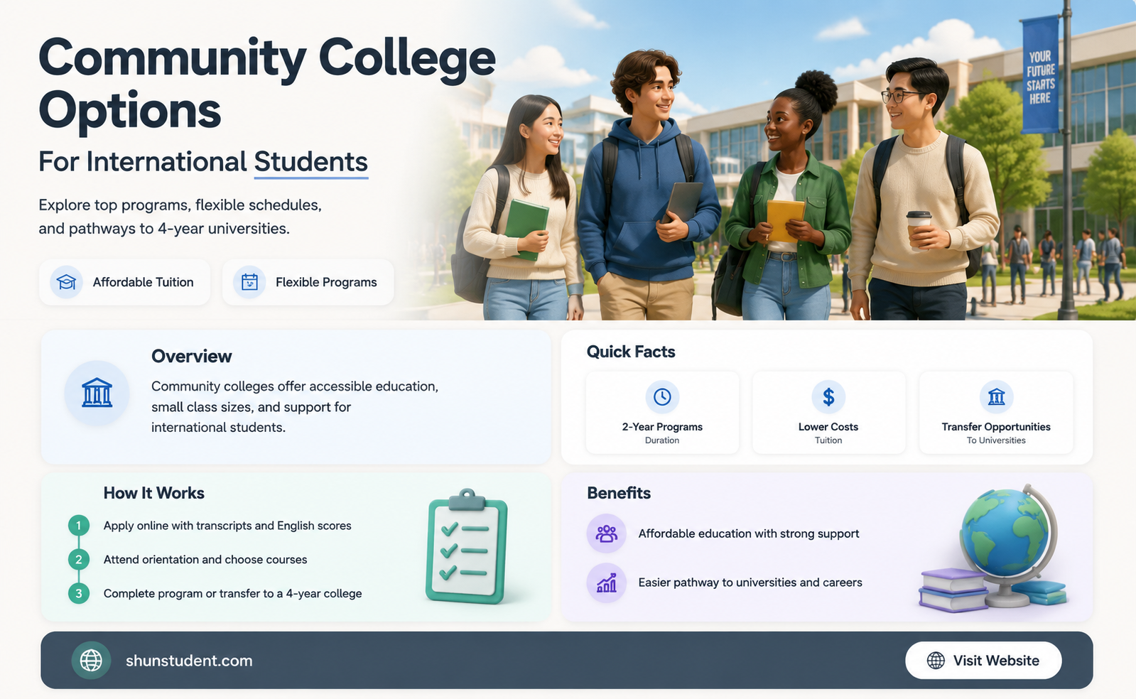 can an international student go to community college