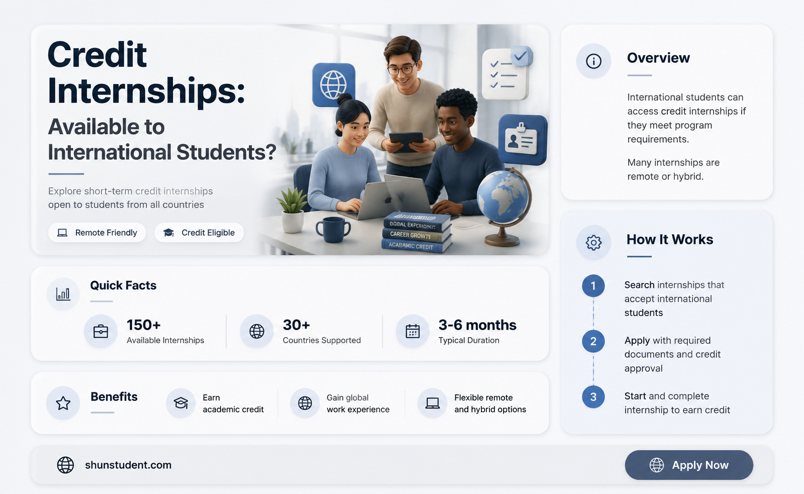 can an internation student take a credit internship