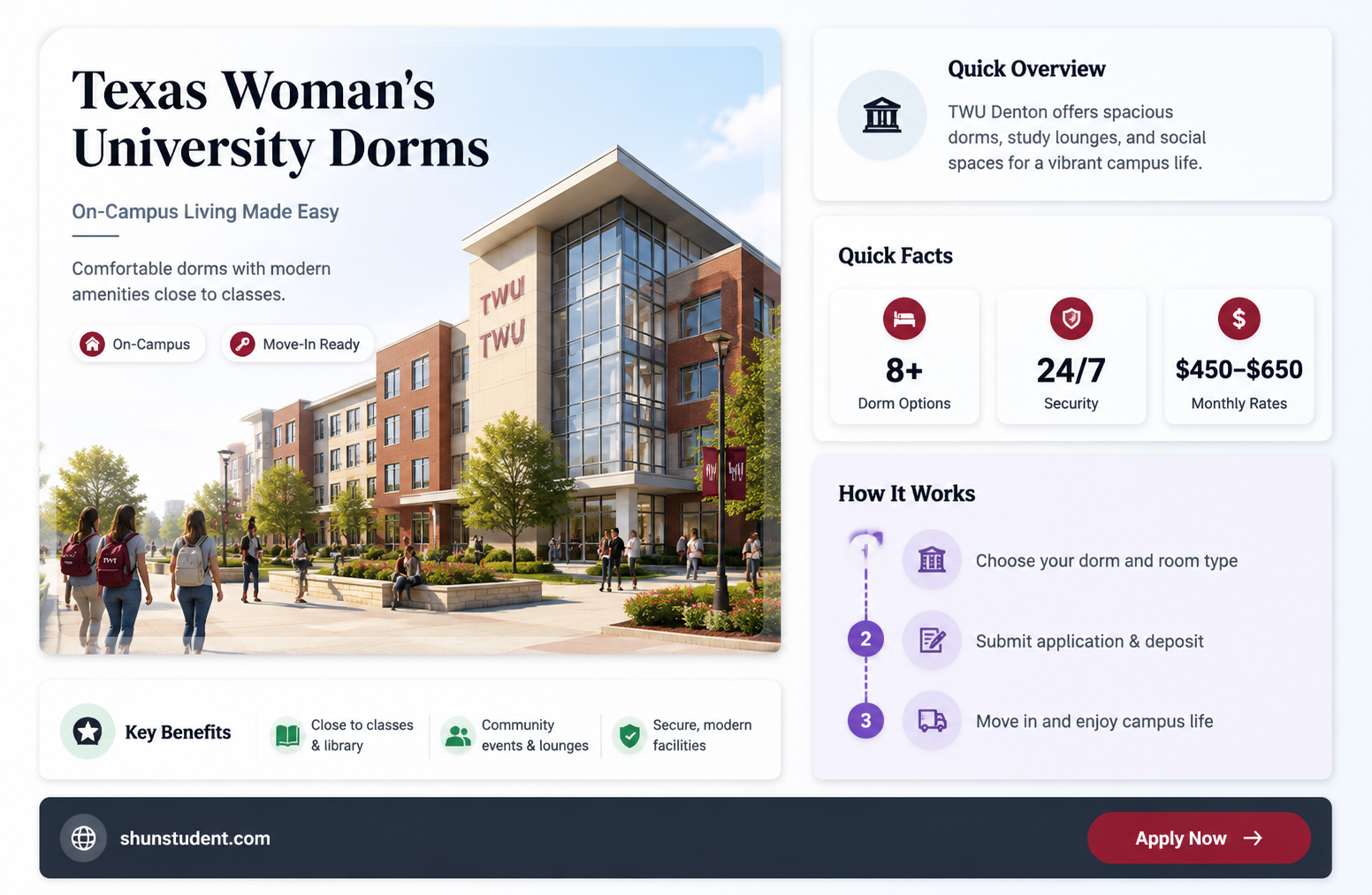 are there student dorms at texas woman