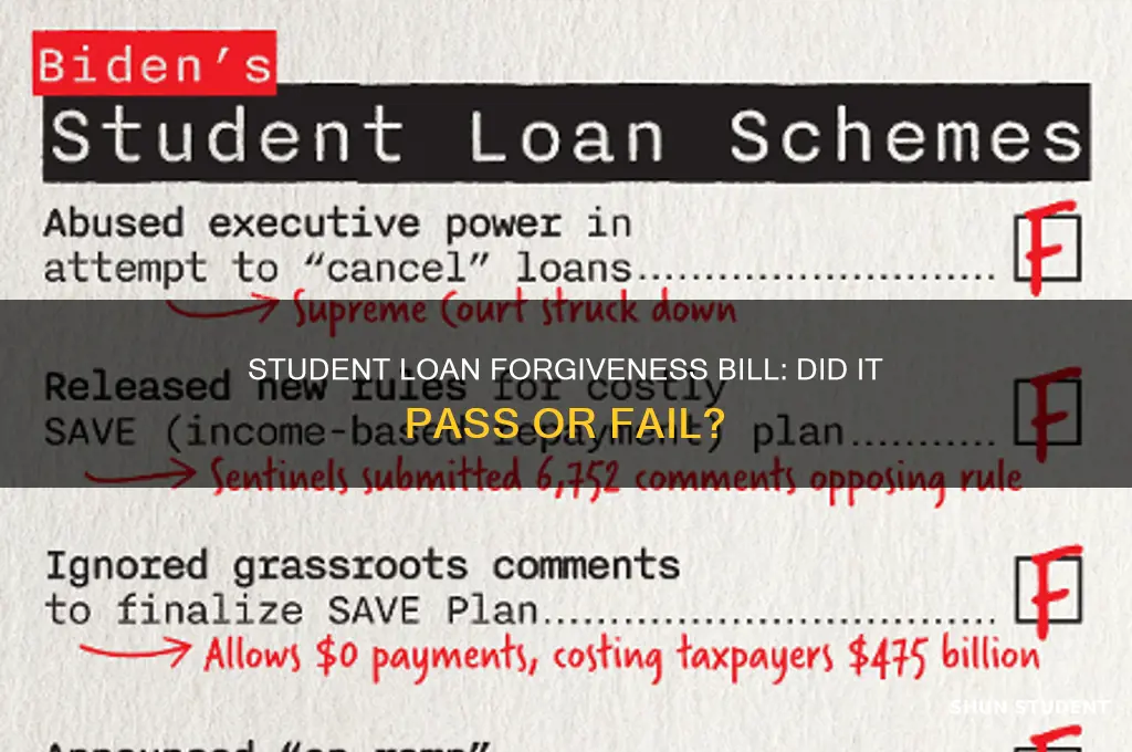 did the bill pass to forgive student loans