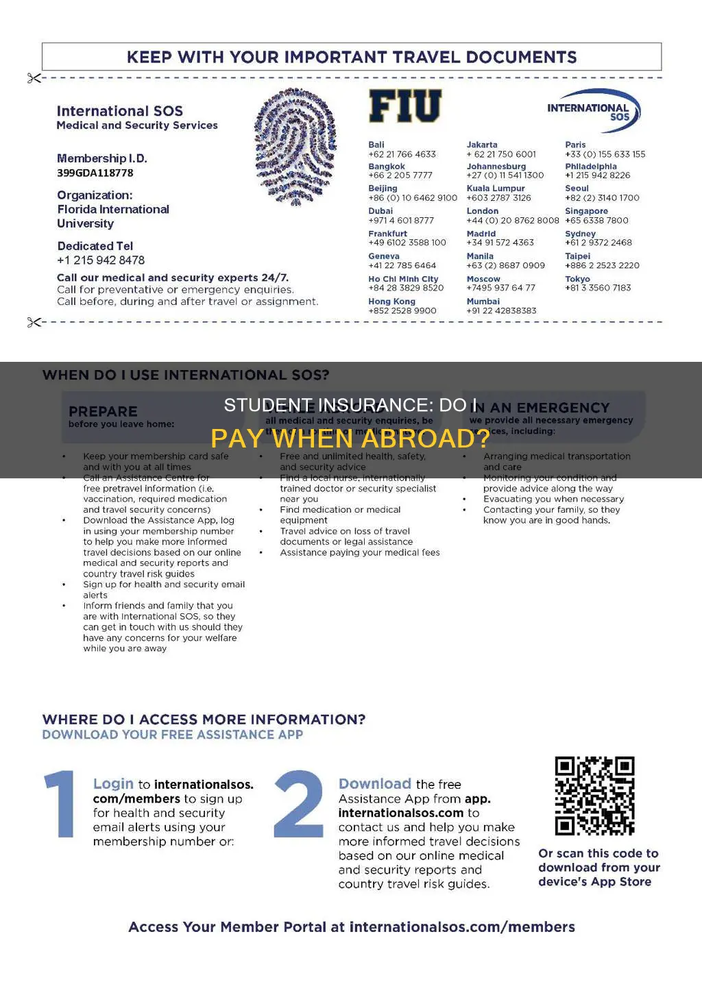 do i pay student insurance while out of th ecountry