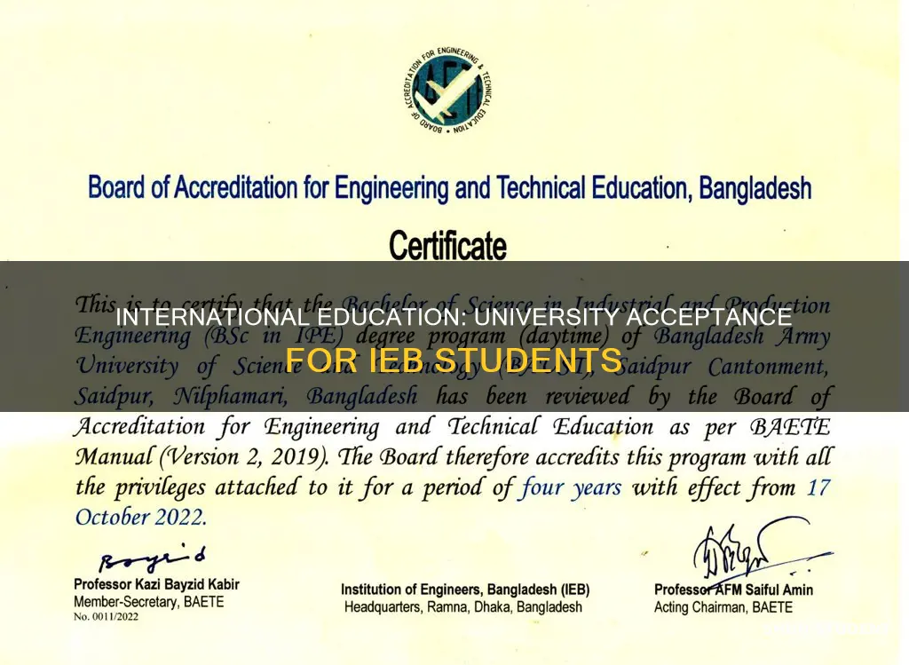 do ieb students get accepted at university